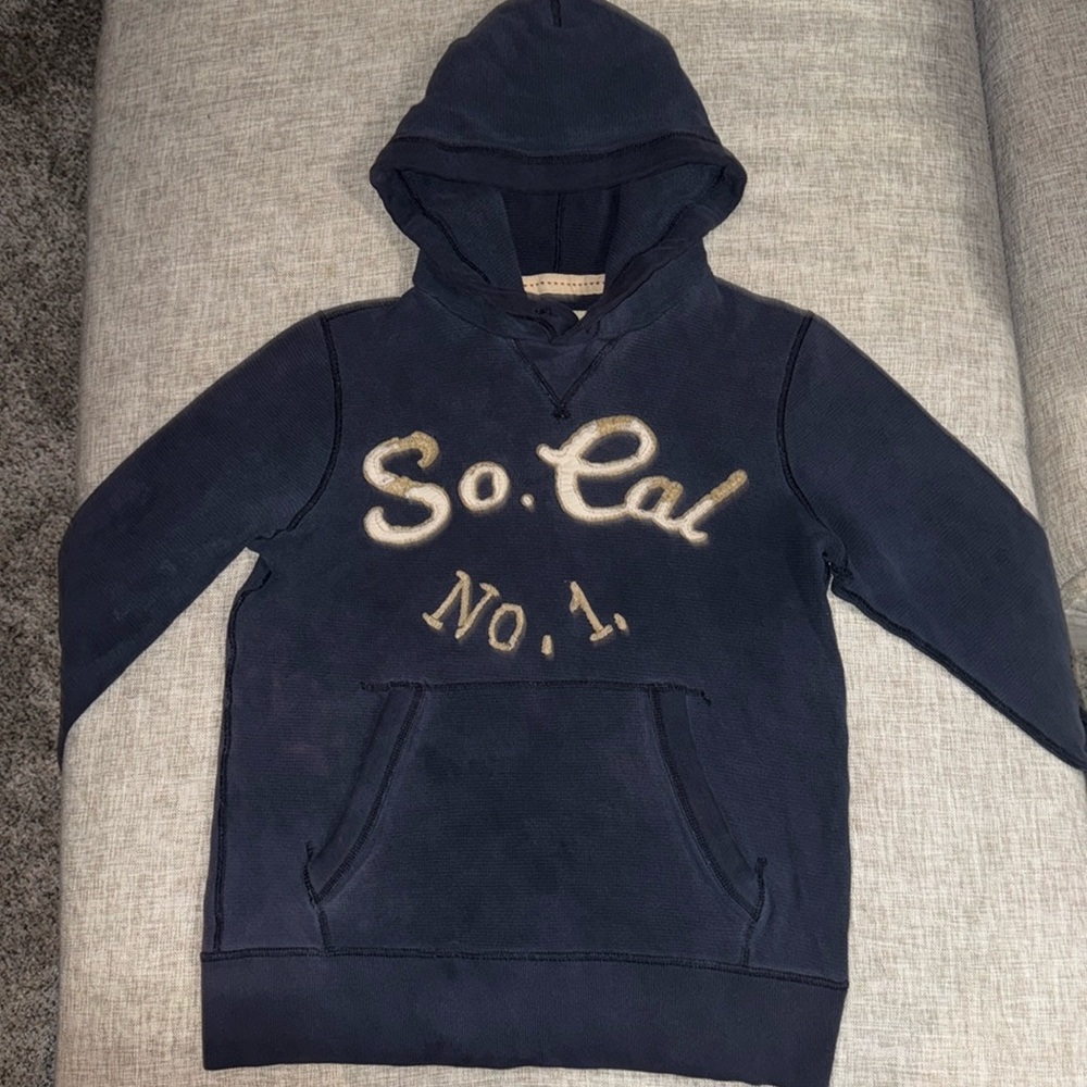 Vintage Hollister Thermal Hoodie Size Small Navy Blue